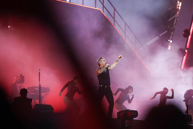 27.08.2022, Munich, GER, Bavaria Sounds, Munich, ROBBIE WILLIAMS, pictured Robbie Williams, concert,