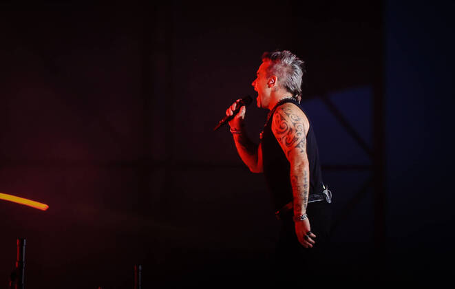 27.08.2022, Munich, GER, Bavaria Sounds, Munich, ROBBIE WILLIAMS, pictured Robbie Williams, concert,
