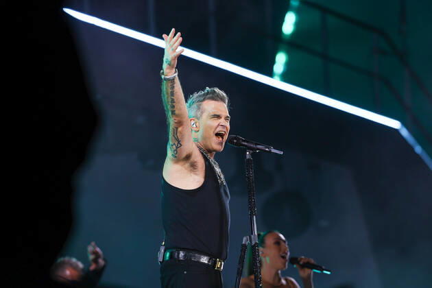 27.08.2022, Munich, GER, Bavaria Sounds, Munich, ROBBIE WILLIAMS, pictured Robbie Williams, concert,