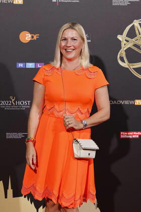 TV presenter Aleksandra Bechtel at the Cologne Emmy Cocktail 2022 on the occasion of the 16 Cologne Jury Session of the International Emmy at Arff Castle Cologne, 31 08 2022 NRW Germany Copyright: xChristophxHardtx