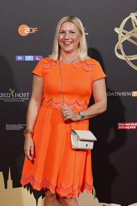 TV presenter Aleksandra Bechtel at the Cologne Emmy Cocktail 2022 on the occasion of the 16 Cologne Jury Session of the International Emmy at Arff Castle Cologne, 31 08 2022 NRW Germany Copyright: xChristophxHardtx