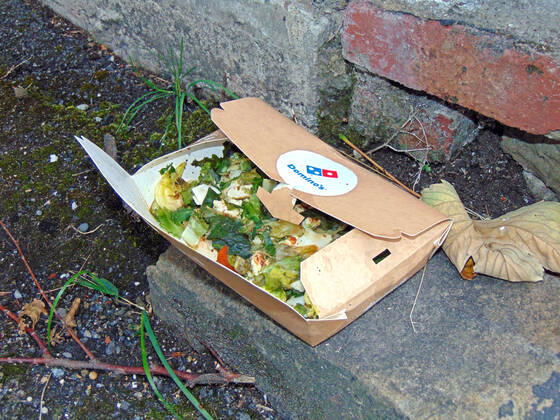 Food waste A salad bowl left on a corner by a ramshackle house despite food price hikes