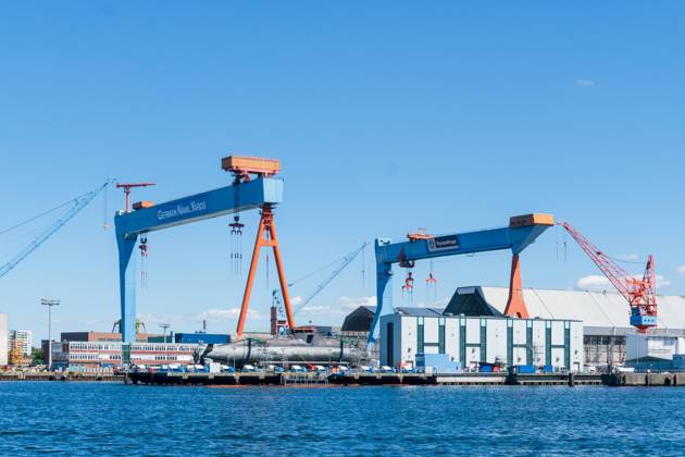 Port of Kiel, the shipyard facilities of ThyssenKrupp and German Naval Yards