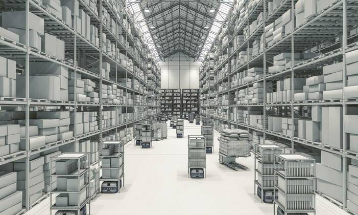 IMAGO Creative: Business, Inflation und Lieferketten automated warehouse 3d render, automated warehouse 3d render illustration in wireframe, automated warehouse 3d render illustration in wireframe, 11.04.2022, Copyright: xtierox Panthermedia31308568.jpg