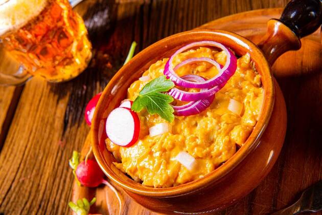  rustic Bavarian obazda with radishes and onions, rustic Bavarian obazda with radishes and onions, rustic Bavarian obazda with radishes and onions, 20.07.2022, Copyright: xDar1930x Panthermedia31628520.jpg