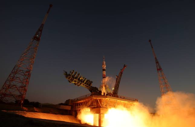 Kazakhstan Russia Space 8279673 21.09.2022 The Soyuz MS-22 spacecraft carrying NASA astronaut Frank Rubio, Roscosmos cosmonauts Sergey Prokopyev and Dmitry Petelin blasts off to the International Space Station (ISS) at the Baikonur Cosmodrome, Kazakhstan. Maksim Blinov Sputnik Baikonur Kazakhstan  Copyright: xMaksimxBlinovx