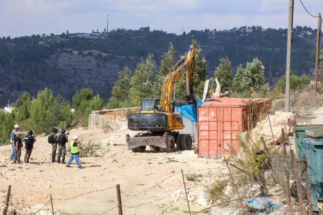 Israeli bulldozers demolish two Palestinian-owned houses in the village of al-Walaja, northwest of the West Bank city of Bethlehem Israeli bulldozers demolish two Palestinian-owned houses in the village of al-Walaja, northwest of the West Bank city of Bethlehem, Palestinain sources confirmed on November 2, 2022. Israeli forces raided the said village and demolished a house owned by local resident Othman al-Shweiki, and demolished another house owned by resident Khitam Ridwan. Photo by Ahmad Tayem APAimages Bethlehem West Bank Palestinian Territory 021122_Bethlehem_AT_00 (23) Copyright: xapaimagesxAhmadxTayemx xapaimagesx