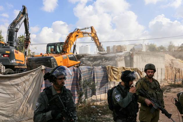 Israeli bulldozers demolish two Palestinian-owned houses in the village of al-Walaja, northwest of the West Bank city of Bethlehem Israeli bulldozers demolish two Palestinian-owned houses in the village of al-Walaja, northwest of the West Bank city of Bethlehem, Palestinain sources confirmed on November 2, 2022. Israeli forces raided the said village and demolished a house owned by local resident Othman al-Shweiki, and demolished another house owned by resident Khitam Ridwan. Photo by Ahmad Tayem APAimages Bethlehem West Bank Palestinian Territory 021122_Bethlehem_AT_00 (18) Copyright: xapaimagesxAhmadxTayemx xapaimagesx