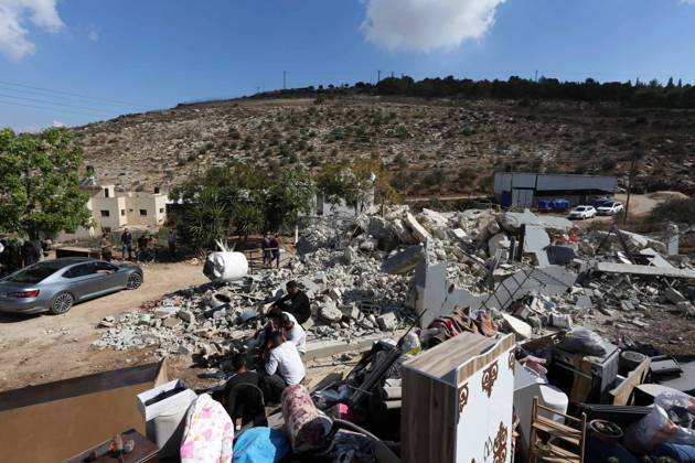 Palestinians inspect the rubble of their homes after Israeli forces demolish its, in the West Bank city of Jenin Palestinians inspect the rubble of their homes after Israeli forces demolish its, in the West Bank city of Jenin on November 2, 2022. Israeli bulldozers razed two houses in Jalbun village, northeast of Jenin city, according to local sources. Photo by Shadi Jarar ah apaimages Jenin West Bank Palestinian Territory 021122_JENIN_SHJ_00 (3) Copyright: xapaimagesxShadixJarar ahx xapaimagesx