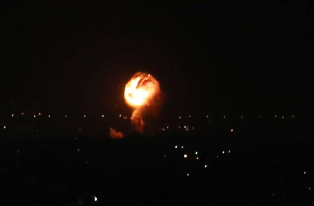 Fire and smoke billowing in the background following an Israeli air strike on Khan Yunis, Fire and smoke billowing in the background following an Israeli air strike on Khan Yunis, southern Gaza Strip, on 4 Nobember,2022. photo by Ashraf Amra Gaza Gaza Strip Occupied Palestinian Territory 041122_Gaza_ASH_00 (5) Copyright: xxAshrafxAmra APAimagesx