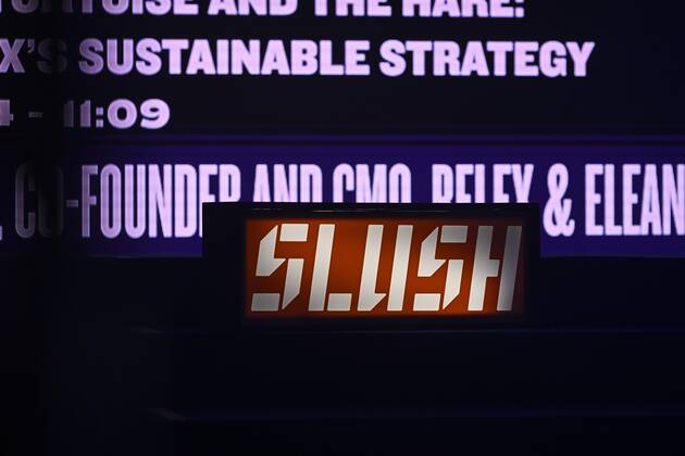 Slush logo at the Slush 2022 Startup Event in Helsinki, Finland on November 17, 2022. Helsinki Finland  Copyright: xEmmixKorhonenx LKKTF20221117142807NZMD
