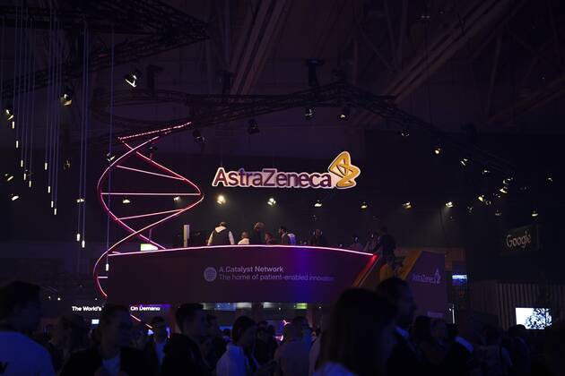 Logo of AstraZeneca at the Slush 2022 Startup Event in Helsinki, Finland on November 17, 2022. Helsinki Finland  Copyright: xEmmixKorhonenx LKKTF20221117142846CJKO