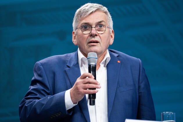 Industry Conference 2022 in Berlin News, 29 11 2022, Berlin, Joerg Hofmann, First Chairman of IG Metall in portrait at the press conference during the opening of the Industry Conference 2022 at the EUREF Campus in Berlin At the Industry Confe