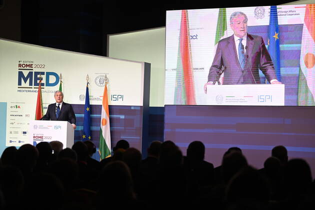 December 2, 2022, Rome, Italy: Italy s Minister for Foreign Affairs, Antonio Tajani, during Rome MED 2022 - Mediterranean Dialogues in Rome, 2 December 2022. ANSA CLAUDIO PERI Rome Italy - ZUMAa110 20221202_zaf_a110_008 Copyright: xAnsa ClaudioxPerix