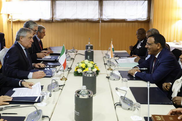 December 3, 2022, ROME, ITALY: Italian Foreign Minister and Deputy Prime Minister Antonio Tajani and Nigerian President Muhammadu Buhari during a bilateral meeting at Rome Med 2022, Mediterranean Dialogues conference in Rome, Italy, 03 December 2022..ANSA FABIO FRUSTACI ROME ITALY - ZUMAa110 20221203_zaf_a110_032 Copyright: xFabioxFrustacix