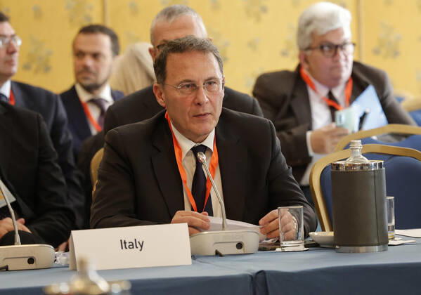 December 3, 2022, Roma, Italia: Italian Deputy Minister of Foreign Affairs Edmondo Cirielli during the Rome MED 2022 - Mediterranean Dialogues, the annual initiative promoted by the Italian Foreign Minister and ISPI (Italian Institute of International Political Studies), in Rome, Italy, 3 December 2022. ANSA GIUSEPPE LAMI. Roma Italia - ZUMAa110 20221203_zaf_a110_048 Copyright: xGiuseppexLamix