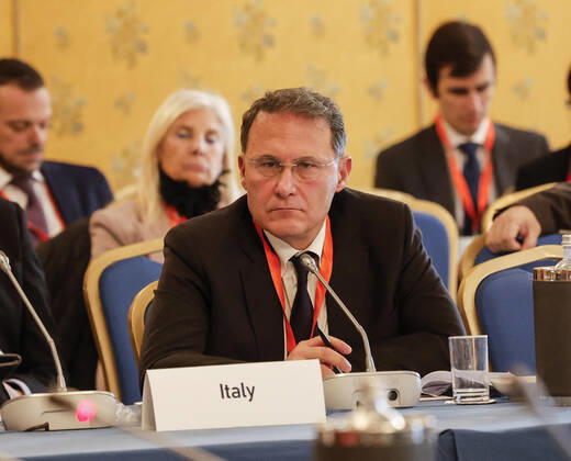 December 3, 2022, Roma, Italia: Italian Deputy Minister of Foreign Affairs Edmondo Cirielli during the Rome MED 2022 - Mediterranean Dialogues, the annual initiative promoted by the Italian Foreign Minister and ISPI (Italian Institute of International Political Studies), in Rome, Italy, 3 December 2022. ANSA GIUSEPPE LAMI. Roma Italia - ZUMAa110 20221203_zaf_a110_052 Copyright: xGiuseppexLamix