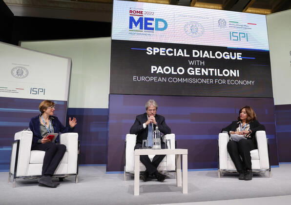 December 3, 2022, Roma, Italia: European Commissioner for Economy Paolo Gentiloni during the Rome MED 2022 - Mediterranean Dialogues, the annual initiative promoted by the Italian Foreign Minister and ISPI (Italian Institute of International Political Studies), in Rome, Italy, 3 December 2022. ANSA GIUSEPPE LAMI. Roma Italia - ZUMAa110 20221203_zaf_a110_077 Copyright: xGiuseppexLamix