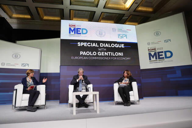 December 3, 2022, Roma, Italia: European Commissioner for Economy Paolo Gentiloni during the Rome MED 2022 - Mediterranean Dialogues, the annual initiative promoted by the Italian Foreign Minister and ISPI (Italian Institute of International Political Studies), in Rome, Italy, 3 December 2022. ANSA GIUSEPPE LAMI. Roma Italia  - ZUMAa110 20221203_zaf_a110_070 Copyright: xGiuseppexLamix