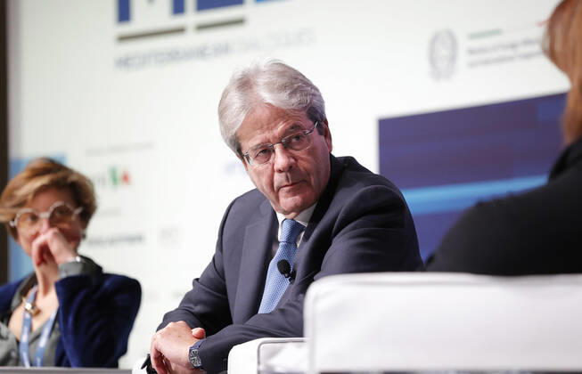 December 3, 2022, Roma, Italia: European Commissioner for Economy Paolo Gentiloni during the Rome MED 2022 - Mediterranean Dialogues, the annual initiative promoted by the Italian Foreign Minister and ISPI (Italian Institute of International Political Studies), in Rome, Italy, 3 December 2022. ANSA GIUSEPPE LAMI. Roma Italia  - ZUMAa110 20221203_zaf_a110_066 Copyright: xGiuseppexLamix