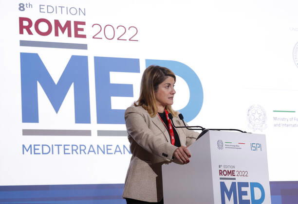 December 3, 2022, Roma, Italia: Italian Undersecretary of State to the Ministry of Foreign Affairs and International Cooperation Maria Tripodi during the Rome MED 2022 - Mediterranean Dialogues, the annual initiative promoted by the Italian Foreign Minister and ISPI (Italian Institute of International Political Studies), in Rome, Italy, 3 December 2022. ANSA GIUSEPPE LAMI. Roma Italia  - ZUMAa110 20221203_zaf_a110_086 Copyright: xGiuseppexLamix