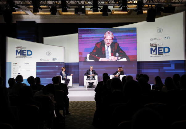 December 3, 2022, Roma, Italia: European Commissioner for Economy Paolo Gentiloni during the Rome MED 2022 - Mediterranean Dialogues, the annual initiative promoted by the Italian Foreign Minister and ISPI (Italian Institute of International Political Studies), in Rome, Italy, 3 December 2022. ANSA GIUSEPPE LAMI. Roma Italia  - ZUMAa110 20221203_zaf_a110_075 Copyright: xGiuseppexLamix