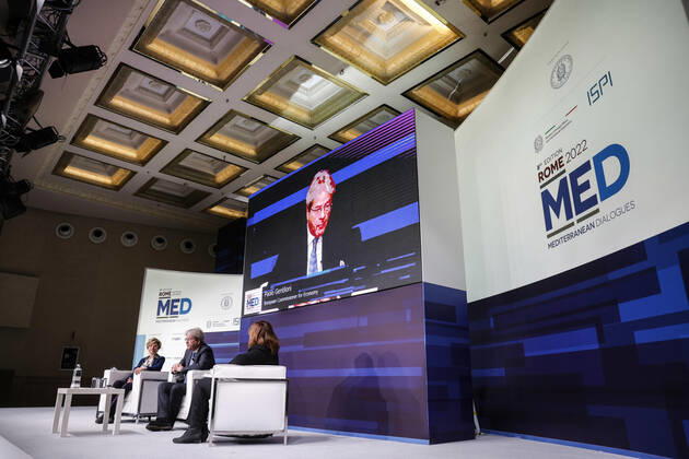 December 3, 2022, Roma, Italia: European Commissioner for Economy Paolo Gentiloni during the Rome MED 2022 - Mediterranean Dialogues, the annual initiative promoted by the Italian Foreign Minister and ISPI (Italian Institute of International Political Studies), in Rome, Italy, 3 December 2022. ANSA GIUSEPPE LAMI. Roma Italia  - ZUMAa110 20221203_zaf_a110_078 Copyright: xGiuseppexLamix