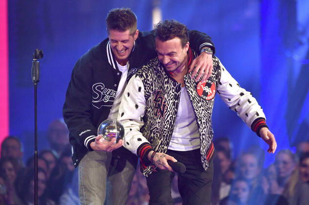 Vincent Stein and Dag Alexis Kopplin from SDP at the 23 award ceremony of the 1Live Krone 2022 in the Jahrhunderthalle Bochum, 08 12 2022 Foto:xN.xKubelkax xFuturexImage
