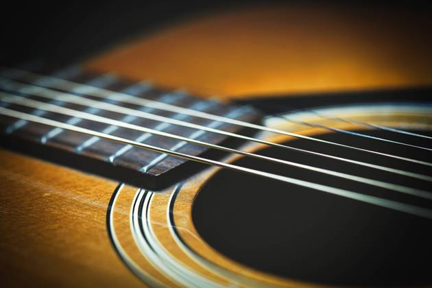 Acoustic guitar Detail at a Black people Background 1104300023 ,model released, Symbolfoto