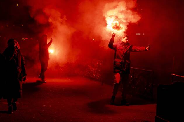 ROTTERDAM Moroccan football supporters after the semi final match between Morocco and France at the World Cup in Qatar ANP JEFFREY GROENEWEG netherlands out belgium out Copyright: xx x459429596x originalFilename: 459429596