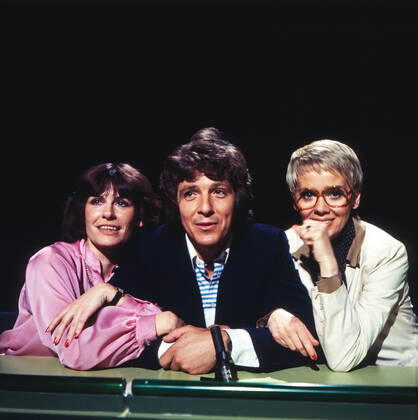 KO - OK KO - OK, Quizshow im Vorabendprogramm mit Hans Rosenthal, Deutschland 1977 - 1980, Team Musik , bestehend aus Mary Roos, Michael Schanze, Hanni Vanhaiden, Deutschland , Deutschland Copyright: FredxLindinger Nur redaktionelle Nutzung. Editorial usage only. LIN_7601000718 UnitedArchives EDITORIAL USE ONLY