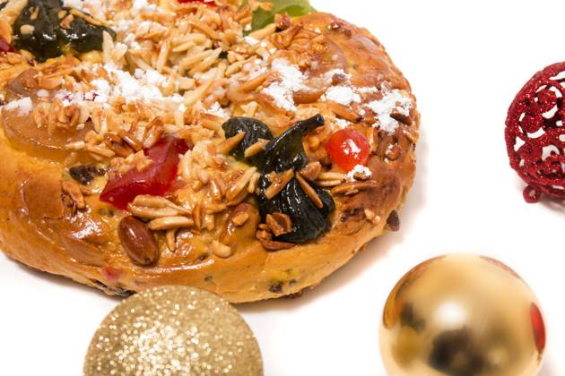 RECORD DATE NOT STATED Portuguese King Cake is a famous christmas celebration cake with dry nuts and crystalized fruits. , 25769734.jpg, almond, background, baked, bakery, cake, christmas, colorful, crystallized, cuisine, dry, fig, fluffy, food, fruit, gastronomy, glace, grape, icing, isolated, king, nut, pastry, pine, pinea, pinus, portugal, portuguese, raisin, round, seasonal, seed, sugar, sweet, tasty, top, tradition, traditional, typical, view, white, xmas, balls,