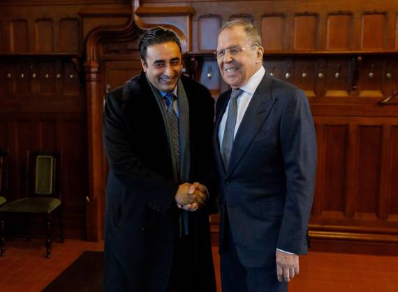 Russian Foreign Minister Sergei Lavrov meets with Pakistan s counterpart Bilawal Bhutto Zardari enter a hall during their meeting Russian Foreign Minister Sergei Lavrov meets with Pakistan s counterpart Bilawal Bhutto Zardari enter a hall during their meeting in Moscow on January 30, 2023. Photo by Russian Foreign Ministry s official Moscow Moscow Russian Federation 300123_RUSSIA_RFM_00 Copyright: xapaimagesxRussianxForeignxMinistry sxofficialx xapaimagesx