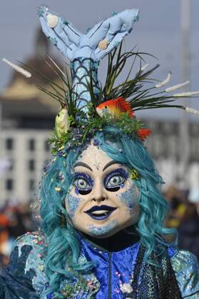 Fasnächtler dressed as mermaid, Lucerne, Switzerland, 16 02 2023