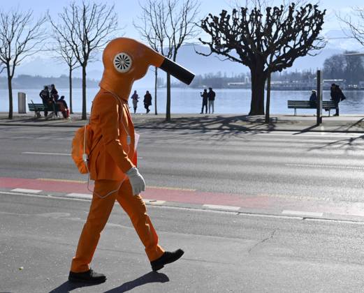 Fasnächtler dressed as hairdryer, Lucerne, Switzerland, 16 02 2023