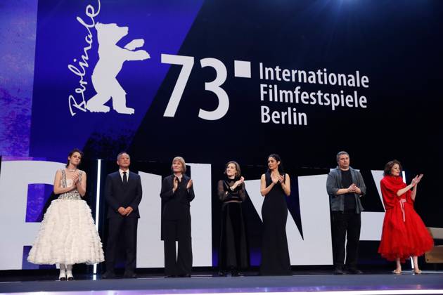 Berlinale Opening Ceremony with world premiere of She Came to Me Jury with Kristen Stewart on the red carpet at the world premiere of She Came to Me and opening of the 73 Berlinale at the Berlinale Palast in Berlin Copyright: xEventpressxGolejewskix