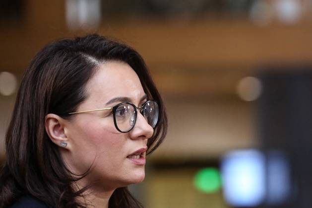 February 22, 2023, Brussels, Brussels Capital Region, Belgium: Yulia Svyrydenko, First Deputy Prime Minister and Minister of Economy of Ukraine, during a press declaration following a meeting of the Committee of the Permanent Representatives of the Governments of the Member States to the European Union (Coreper) in Brussels, Belgium, February 22, 2023. Brussels Belgium - ZUMAm177 20230222_zip_m177_003 Copyright: xValeriaxMongellix