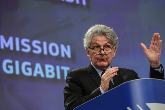 February 23, 2023, Brussels, Brussels Capital Region, Belgium: European Internal Market and Industry Commissioner Thierry Breton speaks at a news conference on the European Commission s initiatives on gigabit connectivity at the European Commission headquarters in Brussels, Belgium, February 23, 2023. Brussels Belgium - ZUMAm177 20230223_zip_m177_008 Copyright: xValeriaxMongellix