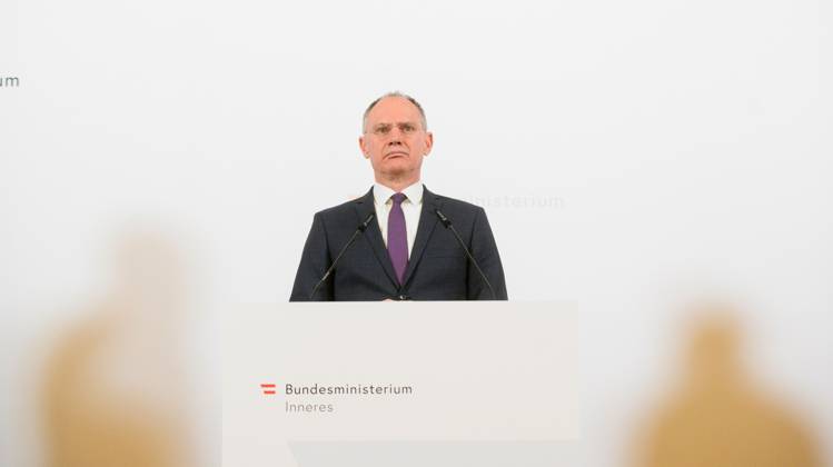 20230306 Praesentation der Kriminalstatistik 2022 WIEN, OESTERREICH - 6. MAERZ: Innenminister Gerhard Karner (OEVP) bei der Praesentation der Kriminalstatistik 2022 im Innenministerium am 6. Maerz, 2023 in Wien, Oesterreich. 230306_SEPA_32_034 Copyright: xMartinxJuenx SEPAxMedia