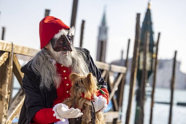 Venice carnival, masked people in the city, Venice, Italy, Europe
