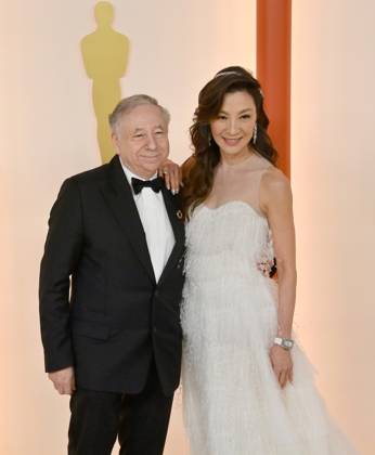 Jean Todt and Michelle Yeoh attend the 95th annual Academy Awards at the Dolby Theatre in the Hollywood section of Los Angeles on Sunday, March 12, 2023.  LAP2023031211283 JIMxRUYMEN