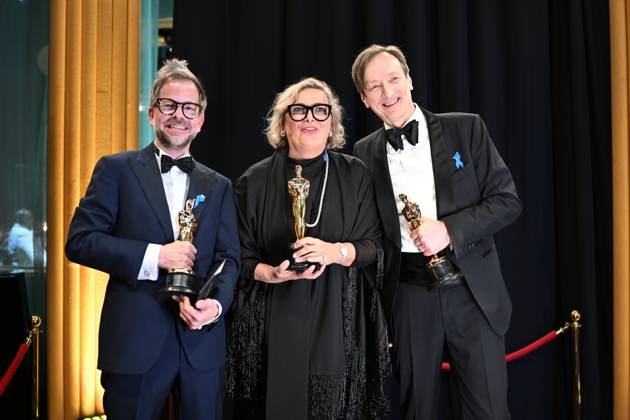 Ernestine Hipper and Christian M. Goldbeck pose backstage with the OscarÂ® for Production Design and Volker Bertelmann poses with the OscarÂ® for Original Score during the live ABC telecast of the 95th OscarsÂ® at the DolbyÂ® Theatre at Ovation Hollywood on Sunday, March 12, 2023.  Copyright: xA.M.P.A.S.x 34494-539PLX