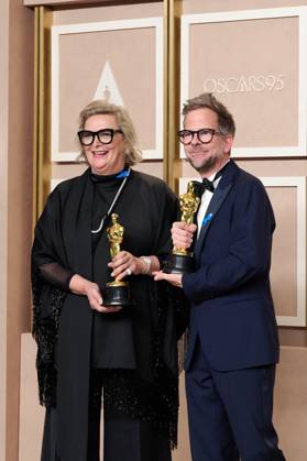 Ernestine Hipper and Christian M. Goldbeck pose backstage with the OscarÂ® for Production Design during the live ABC telecast of the 95th OscarsÂ® at the DolbyÂ® Theatre at Ovation Hollywood on Sunday, March 12, 2023.  Copyright: xA.M.P.A.S.x 34494-689PLX