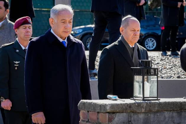 Visit of the Prime Minister of Israel in Berlin during the visit of the memorial track 17 in Berlin Current, 16 03 2023, Berlin, Chancellor Olaf Scholz together with Benjamin Netanyahu the Prime Minister of Israel during the visit of the memorial track 17 in Berlin Berlin