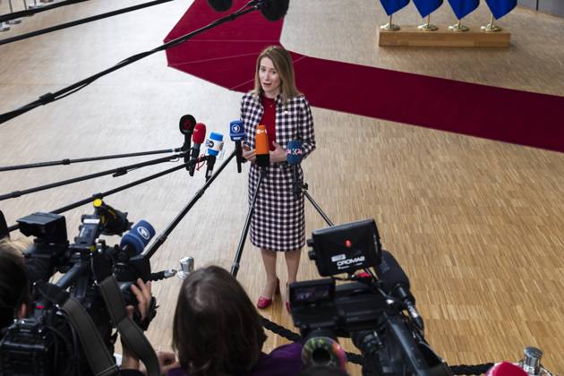 Estonian Prime Minister Kaja Kallas. Arrivals of the heads of state at the EU summit NicolasxLandemardx xLexPictorium LePictorium_0277501