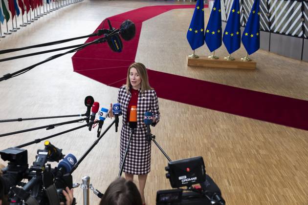 Estonian Prime Minister Kaja Kallas. Arrivals of the heads of state at the EU summit NicolasxLandemardx xLexPictorium LePictorium_0277502