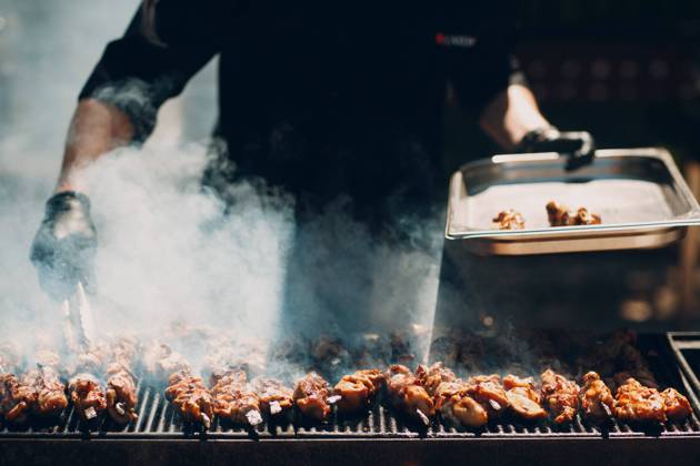 RECORD DATE NOT STATED Preparation of shish kebab bbq, model released, , 31032746.jpg, kebab, shish, kebabs, meat, bbq, grill, fire, flame, shashlik, nature, party, steak, kabab, barbecue, skewer, food, closeup, pork, grilled, cooking, sauce, hot, roasted, picnic, preparation, tasty, cook, smoke, yummy, burning, fry, broil