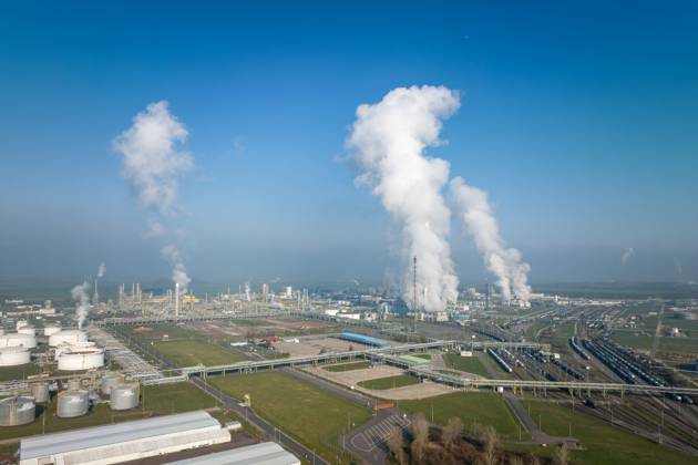 Leuna Chemical Park with the TotalEnergies refinery in Central Germany, partial view, aerial photograph 09 04 2023