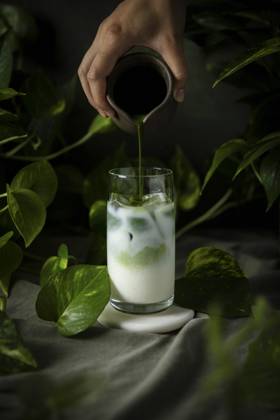 A healthy Iced Matcha with Houseplants A healthy Iced Matcha with Houseplants Copyright: xKaraxChinx KC300123-131
