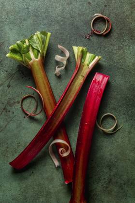 Rhubarb Stalks on a Green Background Rhubarb Stalks on a Green Background Copyright: xKaraxChinx KC300123-61